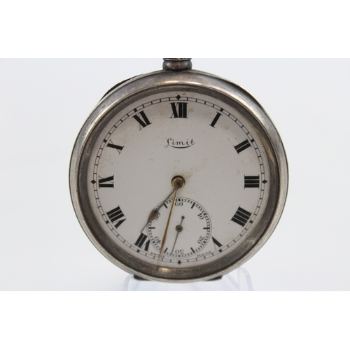 87 - Limit, a silver keyless wind open face pocket watch, London import 1919, no glass