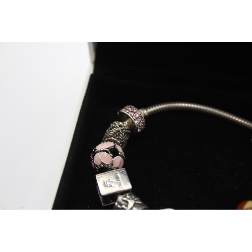 169 - Pandora, silver charm bracelet, 46gm, box