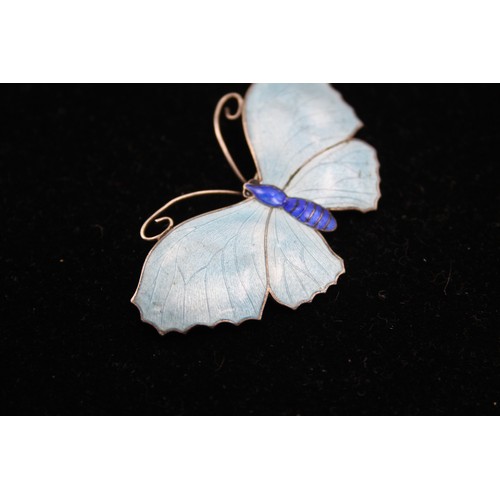 183 - A silver and enamel butterfly brooch, 66mm, by John Atkin & Sons, 66mm, 26gm