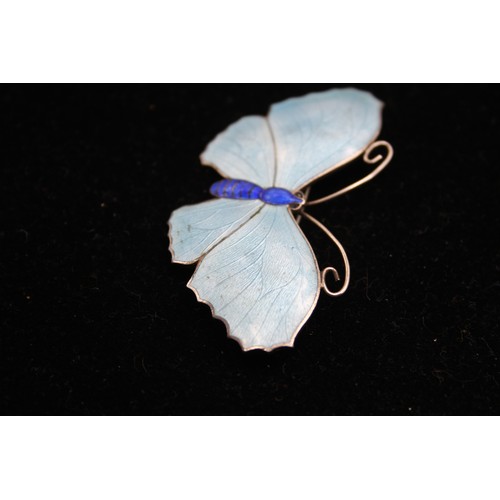 183 - A silver and enamel butterfly brooch, 66mm, by John Atkin & Sons, 66mm, 26gm