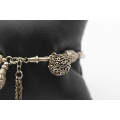 200 - A Victorian unmarked silver albertina bracelet, 16cm, 29gm