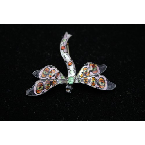 202 - A sterling silver and enamel dragonfly brooch, by John Atkins & Sons, Birmingham 1942, 50 x 42mm, 12... 