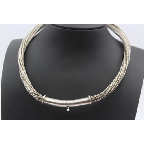 206 - A heavy silver rope twist necklace, 46cm and matching bracelet, 161gm