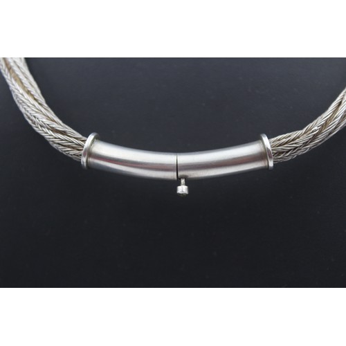 206 - A heavy silver rope twist necklace, 46cm and matching bracelet, 161gm