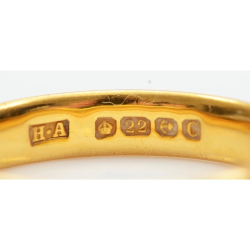 246 - A 22ct gold wedding band, N, 4.2gm