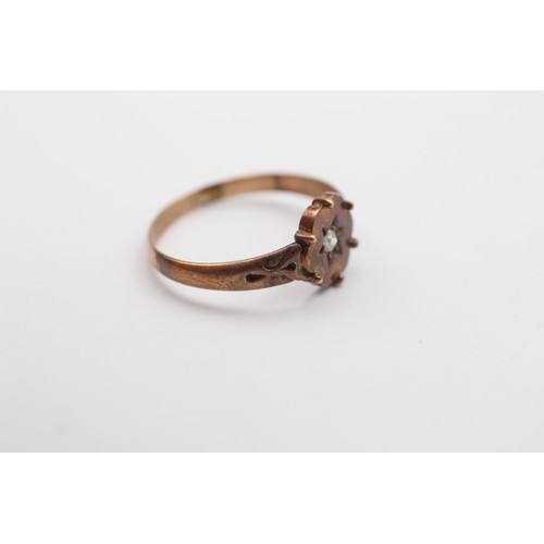 361 - A Victorian 9ct rose gold and old cut diamond ring, town and date erased by sizing, c.1880, N, 1.4gm