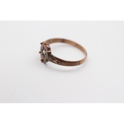 361 - A Victorian 9ct rose gold and old cut diamond ring, town and date erased by sizing, c.1880, N, 1.4gm