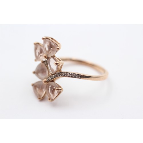 387 - A 9ct gold morganite and diamond dress ring, S, 4gm