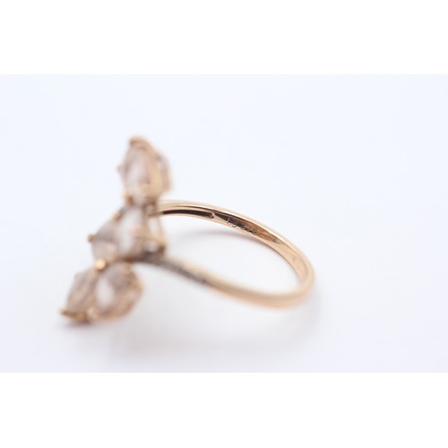 387 - A 9ct gold morganite and diamond dress ring, S, 4gm