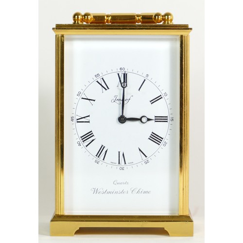 A 1980s Arthur Imhof of Switzerland carriage clock, having an