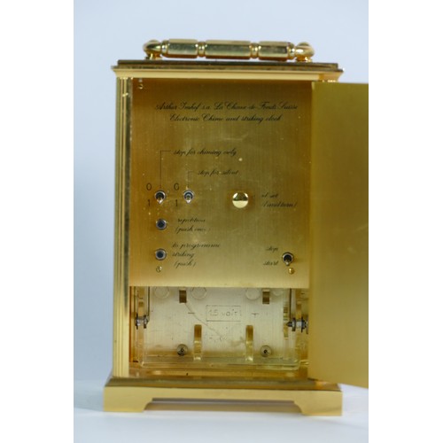 A 1980s Arthur Imhof of Switzerland carriage clock, having an