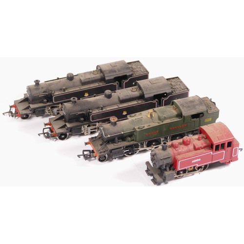 48 - Hornby & Airfix, OO gauge, a collection of 4x locomotives to include 2x 42363, a Great Western 6110 ... 