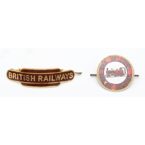 124 - Two Cap badges to include B.R.(W) 'British Railways' and 'Isle of Man Railway Co' both with fastenin... 