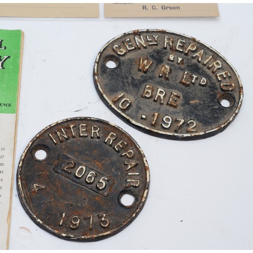 129 - Sixteen Welsh National coal board railway wagon labels, together with a GEN. repaired plate (1972), ... 