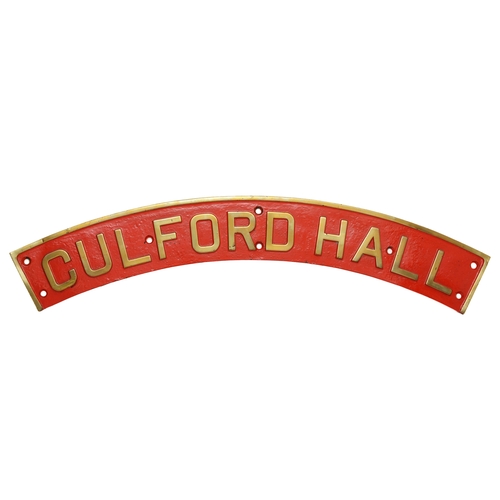 138 - Culford Hall, a brass and enamel steam locomotive name plate, (B.R. Number 61615), 122cm. Built in O... 