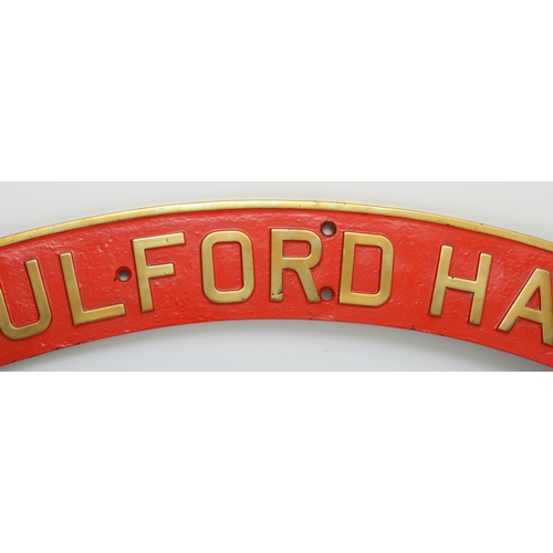 138 - Culford Hall, a brass and enamel steam locomotive name plate, (B.R. Number 61615), 122cm. Built in O... 