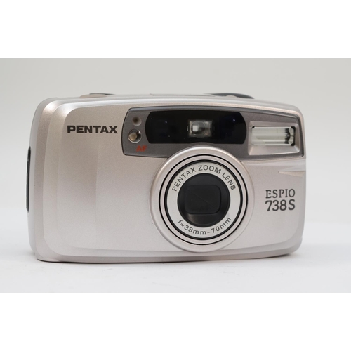 161 - A Pentax Espio 738S 35mm film camera, with soft carry case, working