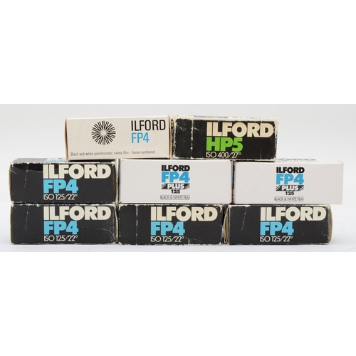 167 - Ilford 120 film, expired, includes 7x rolls of Ilford FP4 (ISO 125) and 1x roll of Ilford HP5 (ISO 4... 