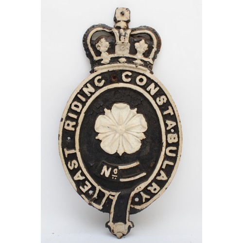 458 - A 19th century East Riding Constabulary cast iron wall plaque, displaying the White Rose Of Yorkshir... 