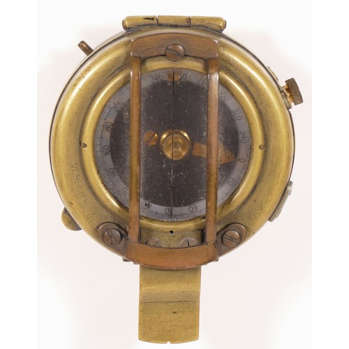 497 - WWI , a British Army brass compass, by F-L, dated 1918.