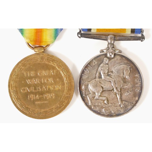 526 - WWI pair, War and Victory, named G 29724, Pte. F.T. Kisby, The Queens