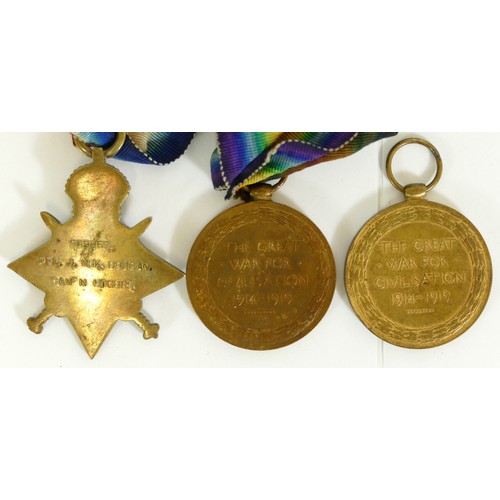 527 - WWI, 1914 - 15 Star, named S.9967 Pte. J. McK Dugan, Cameron Highlanders, Victory named 50343 Pte S.... 