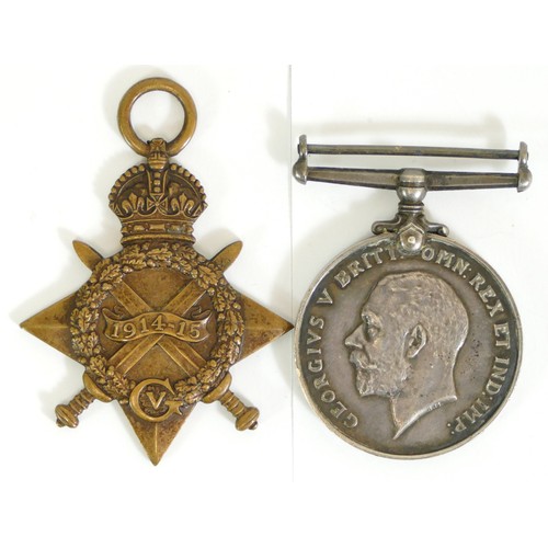 530 - WWI, pair, War and 1914-15 Star, named 2696 Pte. J. Cowell, South Lancs Regt