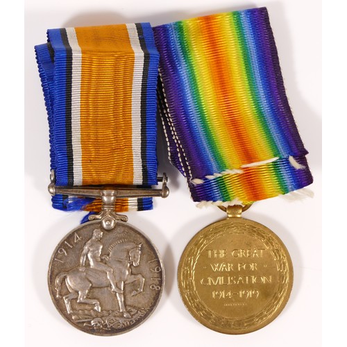 537 - WWI, pair, War and Victory, named 26286 Pte. D.T. Owen, South Wales Borderers