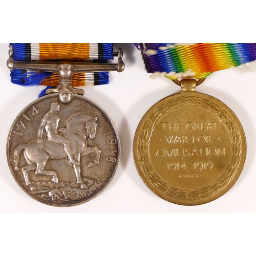 537 - WWI, pair, War and Victory, named 26286 Pte. D.T. Owen, South Wales Borderers