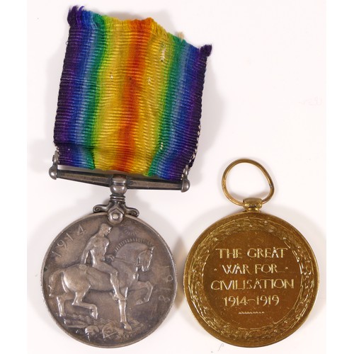 539 - WWI, War, named 4336 Pte. W. Thornton, West Yorks Regt and Victory, named 45782, named Pte. W.F. Som... 