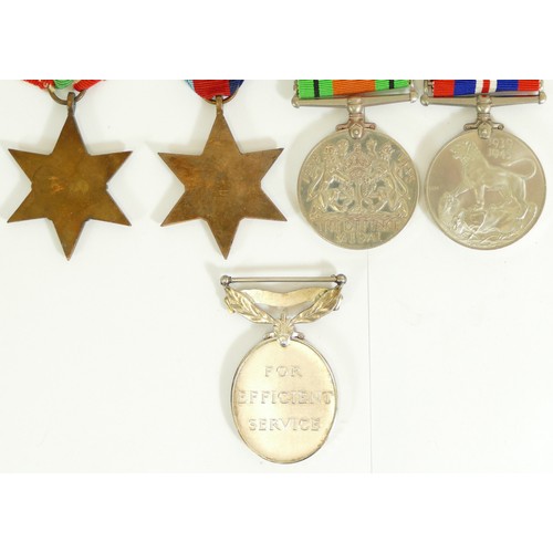 540 - WWII group, War, Defence, 1939-1945 Star, Italy Star and boxed Territorial, named 887156 BDR S. Leav... 