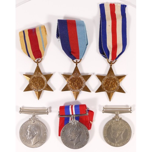 542 - WWII, six medals, including Africa and France Stars