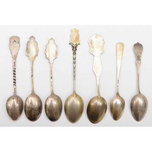 8 - Seven silver and enamel souvenir spoons, including Rhodesia, 94gm.