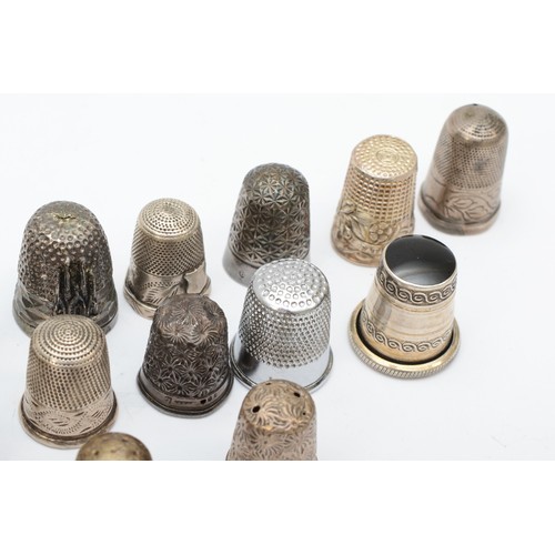 9 - Two Charles Horner, thimbles Chester, various dates five halmmaked, nine unhallmarked and a metal th... 