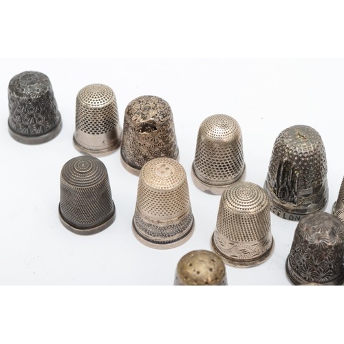 9 - Two Charles Horner, thimbles Chester, various dates five halmmaked, nine unhallmarked and a metal th... 