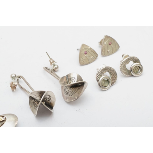 179 - Four pairs of Modernist silver earrings, 23gm.