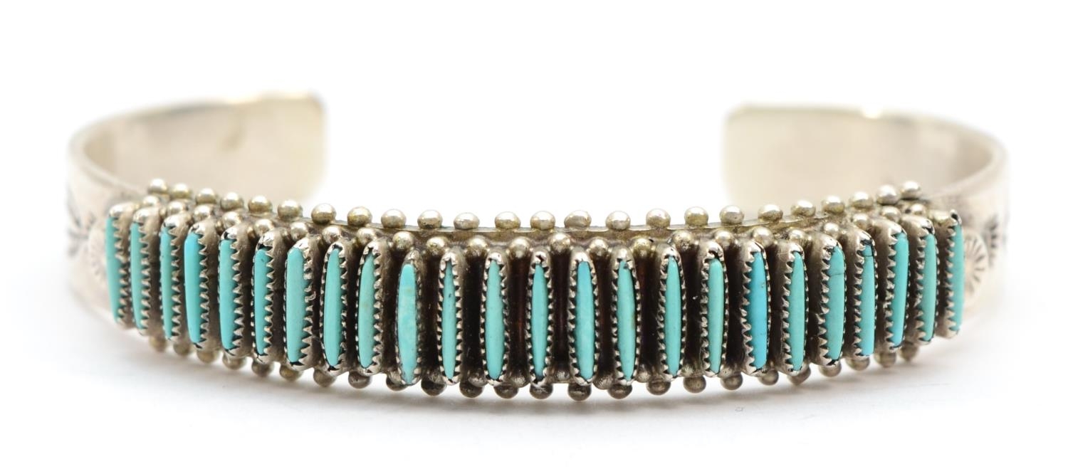 Bryant Waatsa Jr, a silver Zuni needlepoint bangle set with turquoise