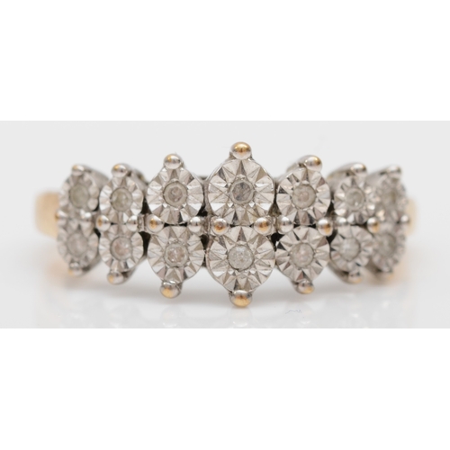 534 - A 9ct gold and diamond dress ring, N 1/2, 2.6gm