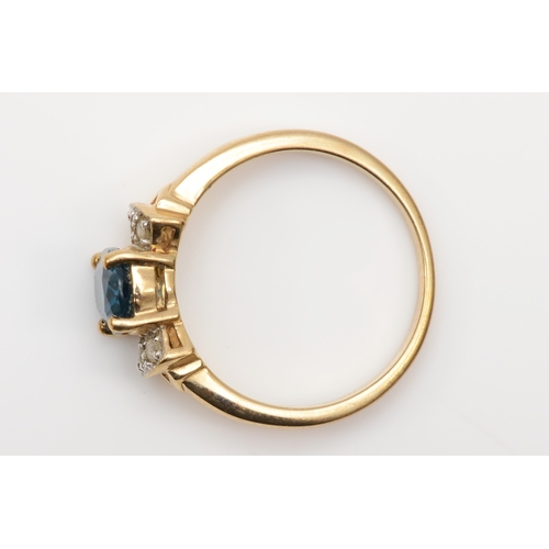 537 - A 9ct gold blue and white topaz dress ring, N, 3.5gm