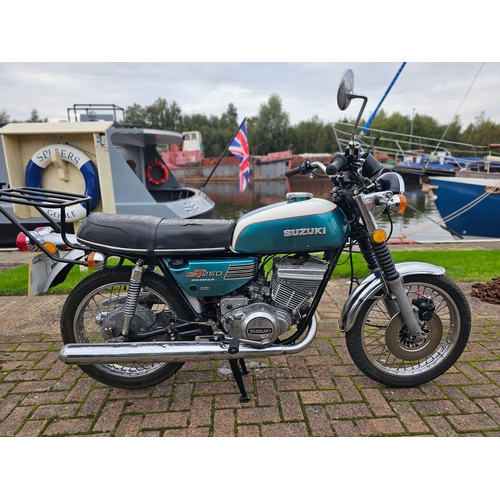 590 - 1974 Suzuki GT250, 247cc. Registration number PJR 38M. Frame number GT250-34159. Engine number GT250... 