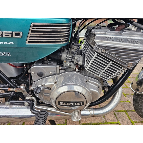 590 - 1974 Suzuki GT250, 247cc. Registration number PJR 38M. Frame number GT250-34159. Engine number GT250... 