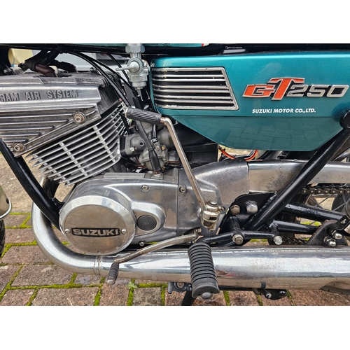 590 - 1974 Suzuki GT250, 247cc. Registration number PJR 38M. Frame number GT250-34159. Engine number GT250... 