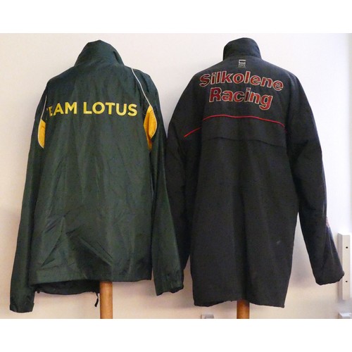 30 - A contemporary  Team Lotus waterproof jacket, size XXL, together with a contemporary Silkolene Racin... 