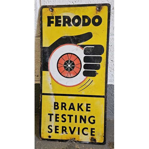 53 - A Ferodo vitreous enamel double sided advertising sign, 30 x 61cm