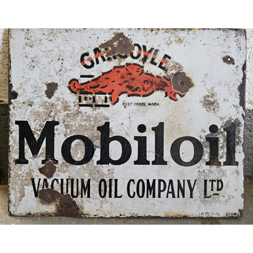 55 - A Gargoyle Motor Oil vitreous enamel double sided wall mounted advertising sign, 51 x 40cm