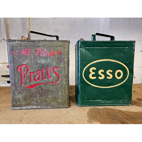 A Pratts Motor Spirit two gallon can with cap and an ESSO