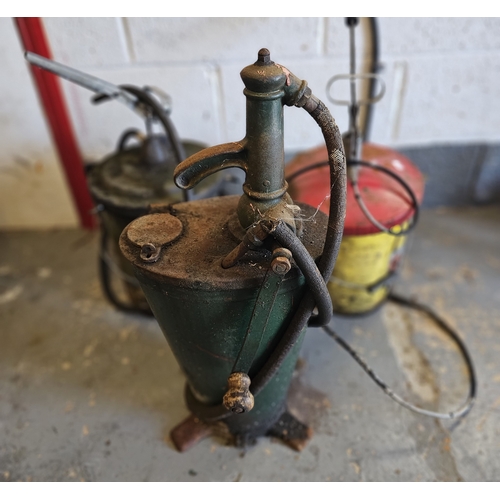 70 - A green hand cranked forecourt pump and two other examples (3)