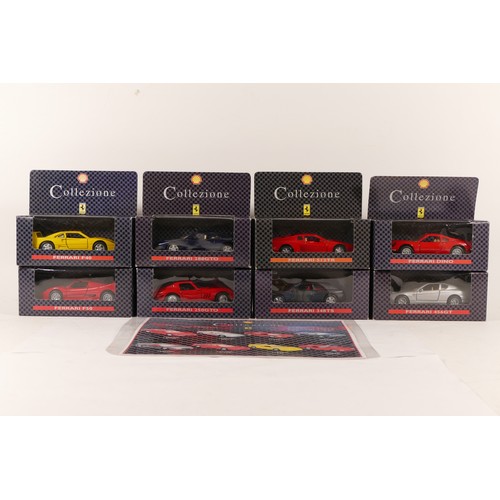 72 - A set of eight boxed Shell Cellezione model Ferrari's comprising of 348TS, F40, 456GT, F50, 250GTO, ... 