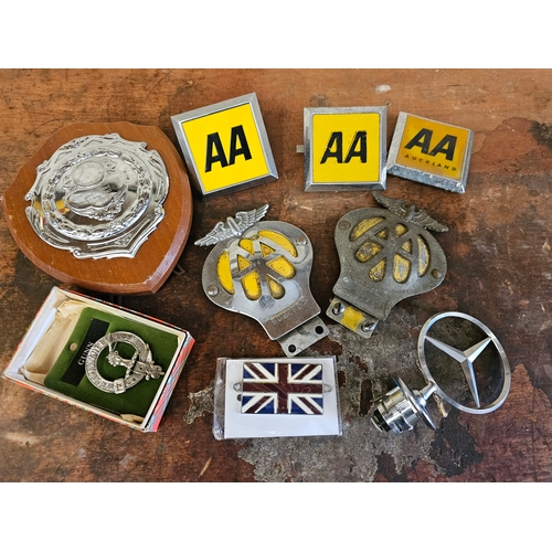 74 - Five AA bumper badges and other automobilia