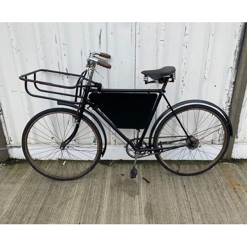 91 - A Mid 20th century 'Butchers' delivery bicycle, painted black with 3 speed gears.